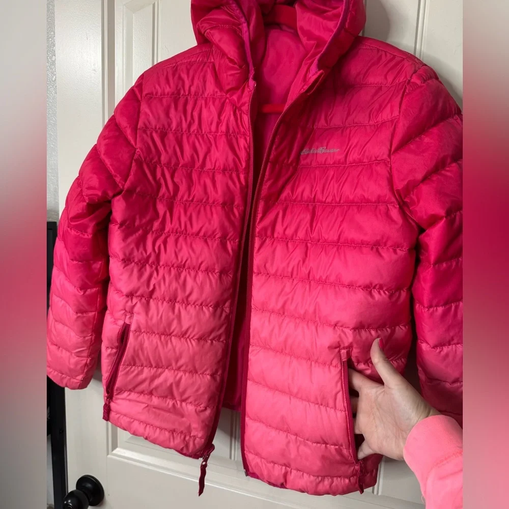 EDDIE BAUER💖 Reversible Pink Ombré, Hooded PufferJacket (Kids Large 14/16)